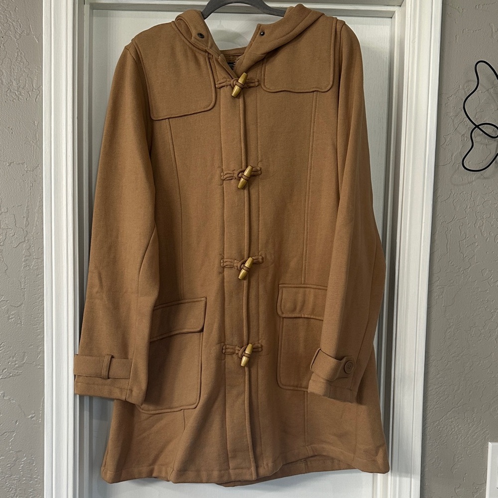 torrid Camel Brown Hooded Toggle Coat